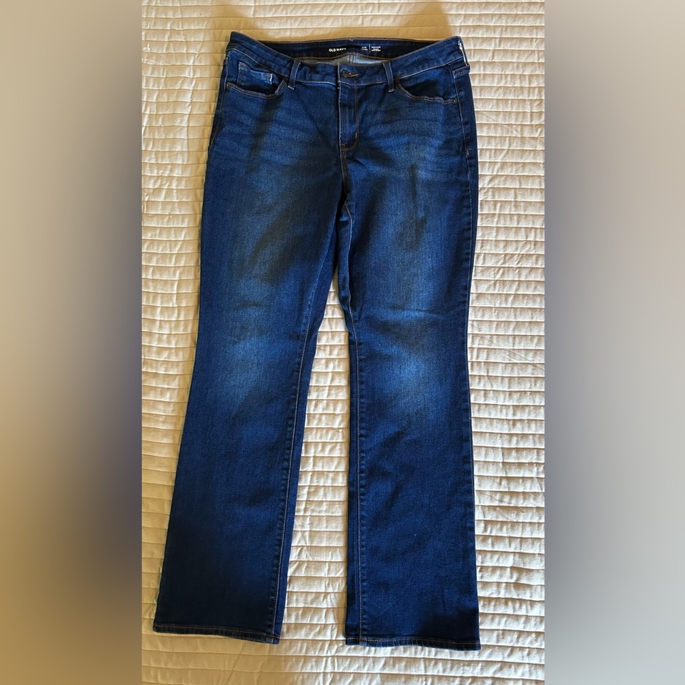 Old Navy Mid-Rise Kicker Boot-Cut Women's Blue Jeans